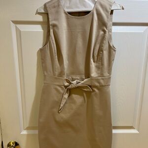 Ann Taylor Classic Tan Belted Sheath Dress